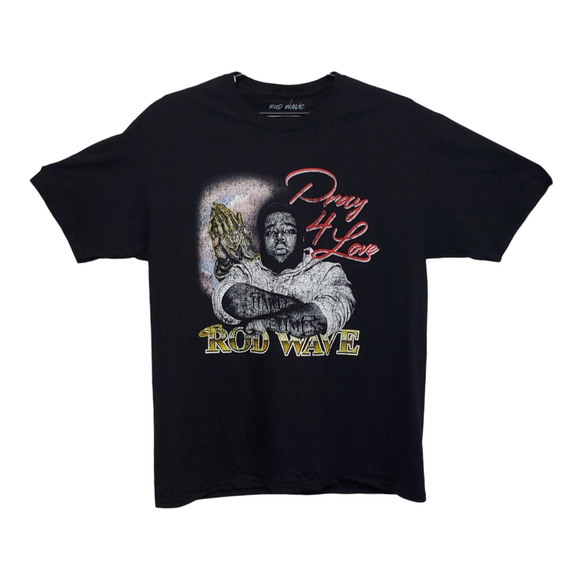 Rod Wave Pray 4 Love Black Short Sleeve Tee Shirt Large - Picture 1 of 4